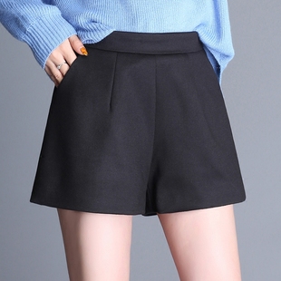 毛呢短裤女冬款新款宽松冬季显瘦外穿呢子韩版秋冬阔腿裤a字靴裤