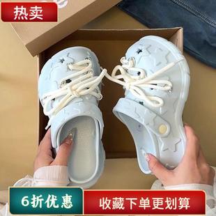 夏季 新款 可爱卡通星星系带洞洞鞋 厚底百搭防滑踩屎感沙滩包头拖鞋