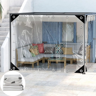 探网阁绳子包边99.99%透明PVC防雨布防水布窗户防风保暖Tarpaulin