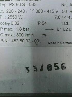 德国HANNING自动清洗机水泵PS80S-083 PS 80S-083询价