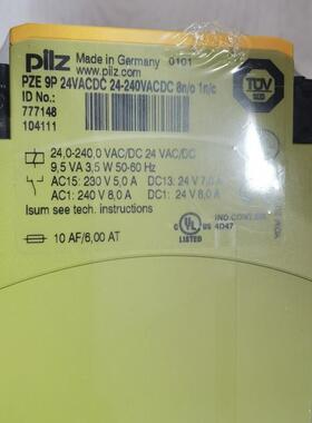 PILZ皮尔兹安全继电器PZE 9P 24-240VACDC原装777148继电器询价
