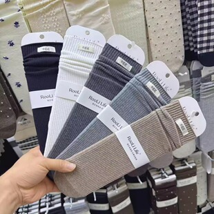 布标堆堆袜女中筒袜秋款 纯色简约百搭女士袜纯棉吸汗学生袜潮无骨
