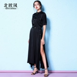 Черное элитное медное длинное платье, длинная юбка, 2023 года, осеннее, длина макси