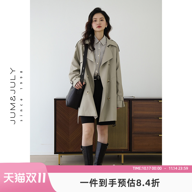 嘉茱莉中长款英伦高级感风衣