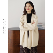 嘉茱莉中长款 外搭披肩毛衣设计感 新款 落肩针织开衫 外套女2026春季