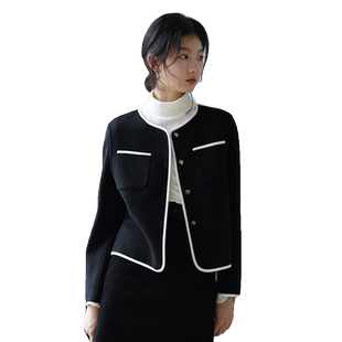 嘉茱莉2025春季新款小香风毛呢外套女小个子短款上衣外套1OO羊毛