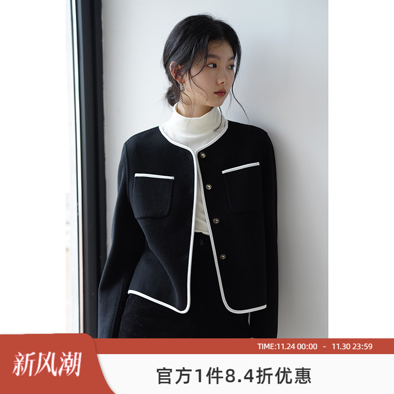 秋季短款毛呢外套嘉茱莉小香风