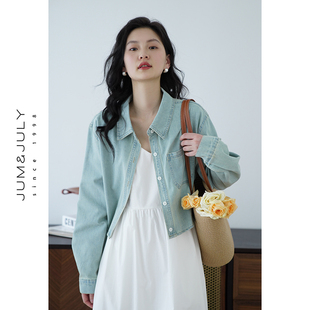 复古牛仔外套女休闲外套小个子短款 美式 上衣 新款 嘉茱莉2025春季