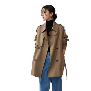 嘉茱莉秋冬新款深灰色羊毛双面毛呢大衣女毛呢大衣赫本风冬天外套