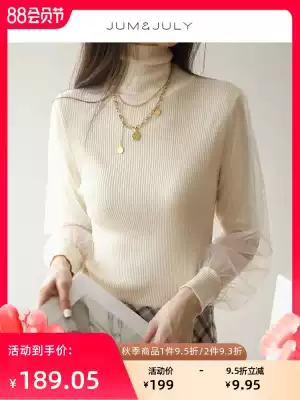 Korean version of wool hollow sweater 2020 early autumn and winter new high-neck inner tie gentle wind knitwear bottoming top women