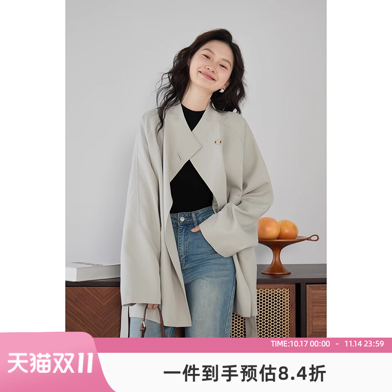 嘉茱莉中长款英伦高级感风衣