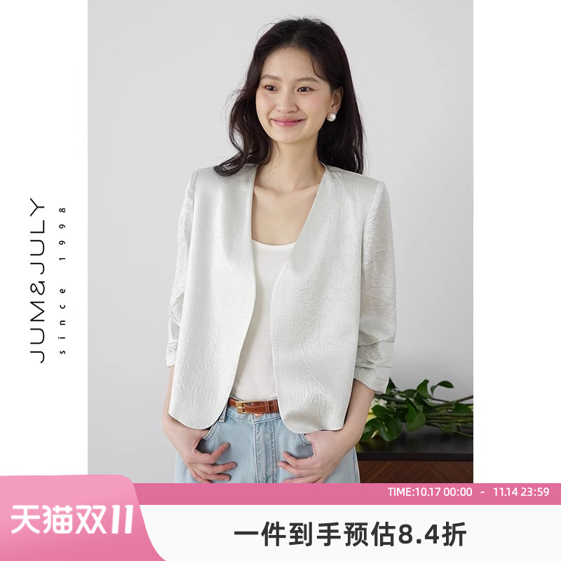 醋酸西装外套女小个子短款西服