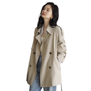 嘉茱莉新款高级感风衣外套女英伦小个子chic中长款外套休闲春秋