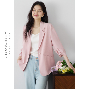 薄款 七分袖 堆堆袖 外套女2025新款 通勤休闲西服上衣 西装 嘉茱莉夏季