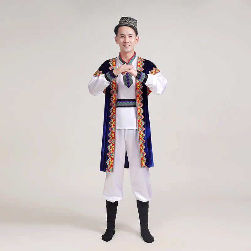 出租新款新疆维吾尔族服装男成人哈萨克族舞蹈演出服少数民族舞蹈