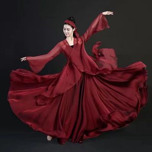 出租盖旦小怡纱衣复古表演服酒红色穿搭舞蹈服中国风爵士舞民族风