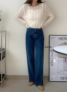 2024年秋冬新款韩国东大门直邮 vanilla j束腰式开叉裤脚牛仔裤