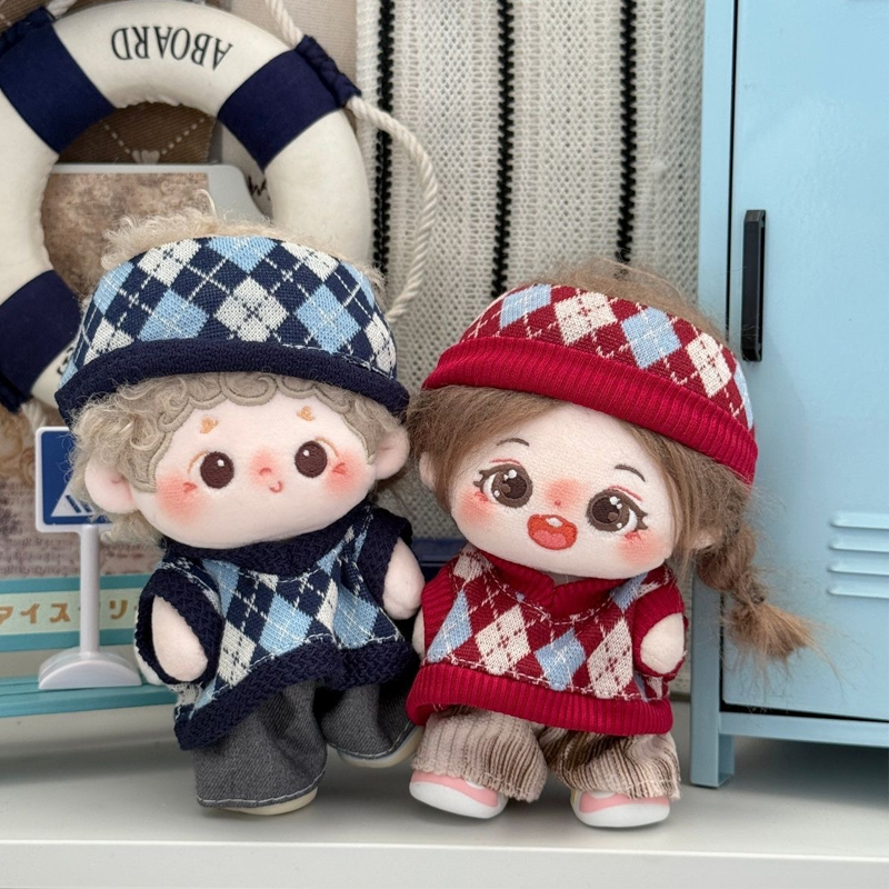 现货10cm棉花娃娃衣服毛绒玩偶换装公仔可爱娃衣学院风套装