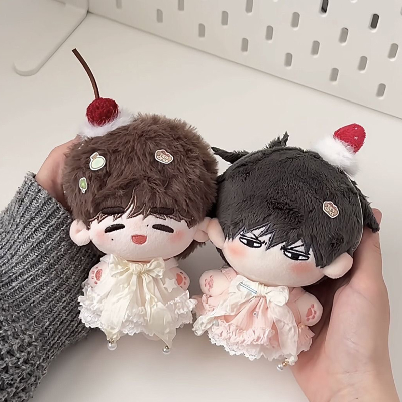 碳烧小饼10cm棉花娃娃无属性“草莓蛋糕裙”娃衣套装可爱换装着替