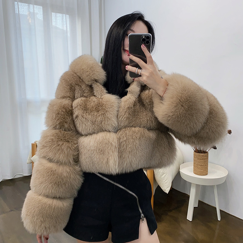 进口芬兰整狐狸毛背毛皮草外套