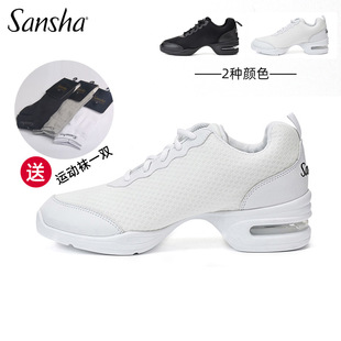 Sansha三沙运动舞蹈鞋女夏季网面透气现代舞鞋广场舞增高爵士舞鞋