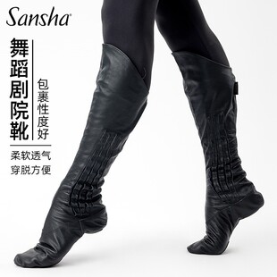 Sansha三沙芭蕾舞剧院靴真皮男软底民族舞长靴马靴弹力靴女蒙古舞