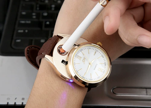 Часы, неоновая ультратонкая ветрозащитная индукционная креативная электронная зажигалка с зарядкой