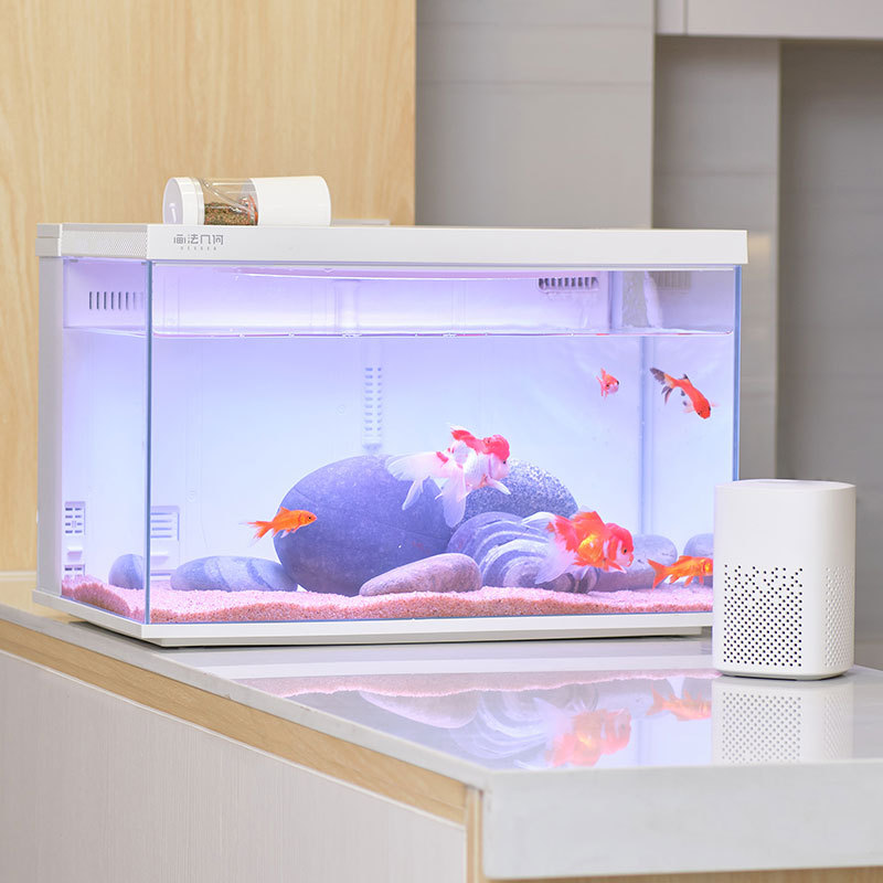 画法几何鱼缸客厅桌面办公桌玻璃背滤水族箱智能S600小米wifi可控