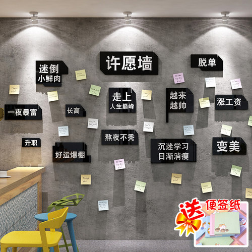立体墙贴奶茶店装饰网红心愿墙