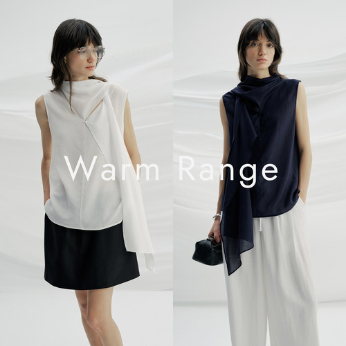 Warm Range 垂感飘带天丝无袖衬衣女夏季亲肤凉感亚麻背心上衣