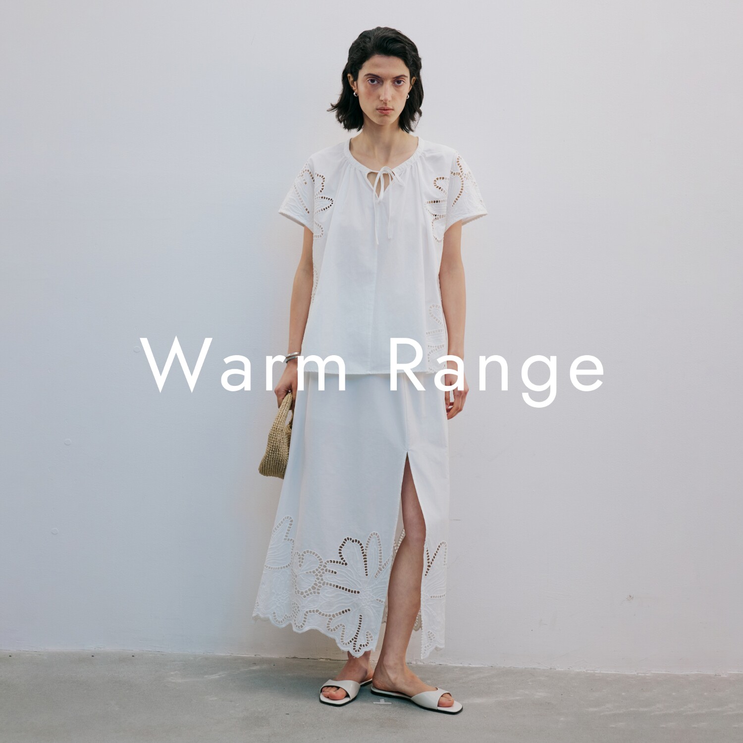 Warm Range 空气感镂空绣花衬衫半身裙套装