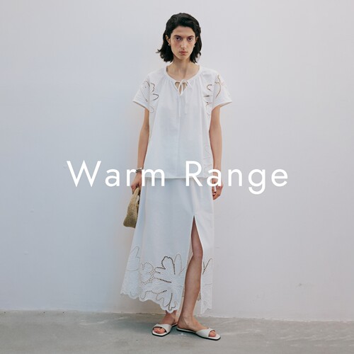 Warm Range 空气感镂空绣花衬衫半身裙套装