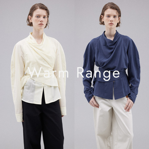 Warm Range设计感不规则两穿绑带衬衫秋季莱赛尔廓形衬衣长袖上衣