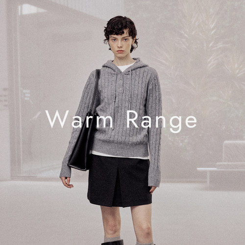 Warm Range 纹理感老钱风套头毛衣女秋冬设计感羊毛连帽毛针织衫