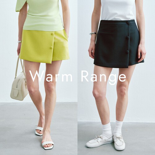 Warm Range 不对称设计感挺括短裤裙女夏季松弛感复古弹力A字短裙