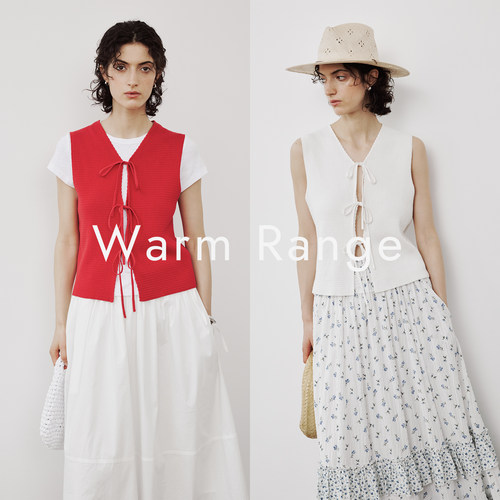 warm range｜度假系列 肌理感织纹绑带无袖上衣夏季棉质马甲叠穿