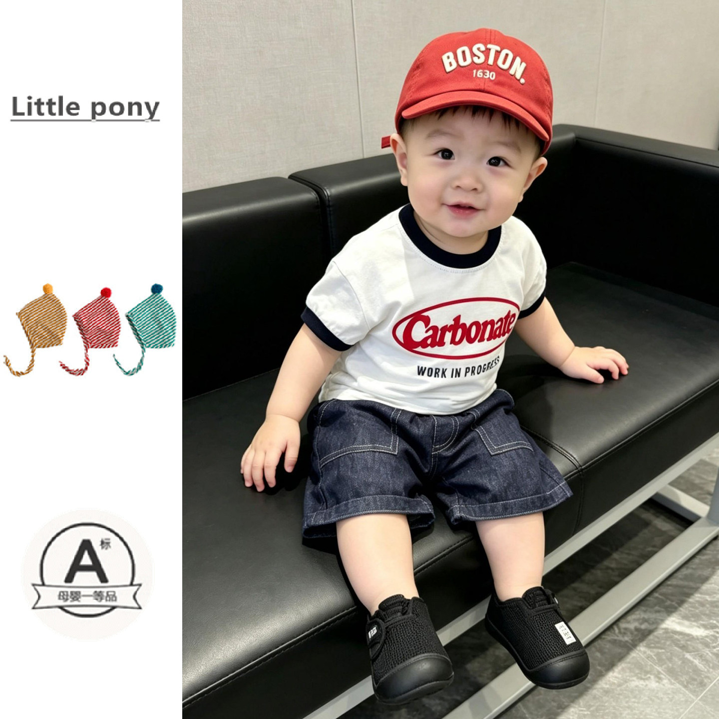 男童夏季新款套装男女宝宝韩版字母印花短袖T恤直筒五分裤两件套