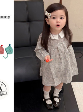 女宝宝秋季新款连衣裙2026韩系可爱碎花长袖公主裙甜美小洋裙套装
