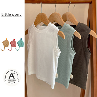 婴儿衣服夏季薄款背心宝宝冰丝无袖上衣男女宝宝基础弹力坑条凉快