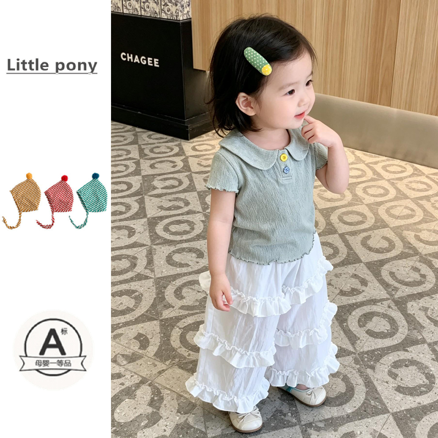 儿童夏季薄款裤子女宝宝可爱花边阔腿裤甜美时尚蛋糕裙宽松直筒裤