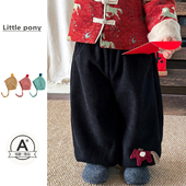 灯芯绒保暖灯笼长裤 儿童裤 男女童韩版 加绒加厚宽松长裤 子冬季 新款