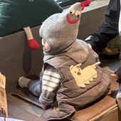 婴儿夹棉马甲冬装 新款 男女宝宝纯色卡通坎肩背心加厚保暖外套洋气