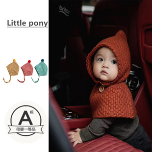 宝宝圣诞斗篷披肩帽子2025秋冬新款婴幼儿毛衣针织衫节日衣服洋气