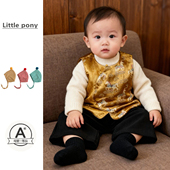 男宝宝新中式 提花马甲婴儿秋冬新款 中国风马甲坎肩精致新年周岁服