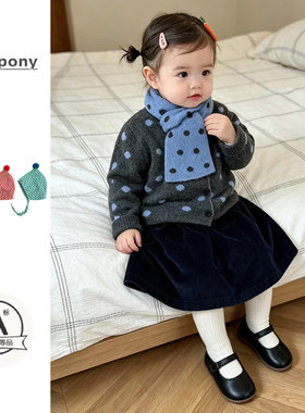儿童衣服26秋冬新款毛衣套装可爱灯芯绒半身裙波点针织开衫两件套