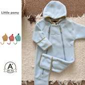 婴儿冬季 新款 连体衣男女宝宝小雨伞双面绒加厚保暖连帽爬服外出服