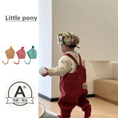 北欧风婴幼儿超萌毛球背带裤 秋冬圣诞新年宝宝毛呢裤 子保暖外出服