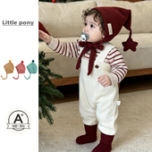 条纹针织毛衣背带裤 婴儿冬季 两件套百搭 套装 男女童韩版 新款 连体裤