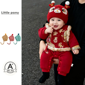 连体衣男女宝宝可爱红色新中式 婴幼儿冬季 新款 加绒加厚爬服拜年服