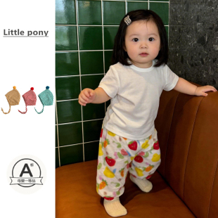 外出宽松休闲遛弯长裤 子男女童可爱卡通防蚊裤 裤 儿童2026春夏新款